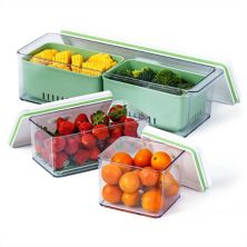 Lille Home Stackable Produce Saver, корзины-органайзеры/контейнеры для хранения со съемным сливным лотком, набор из 3 шт. Lille Home
