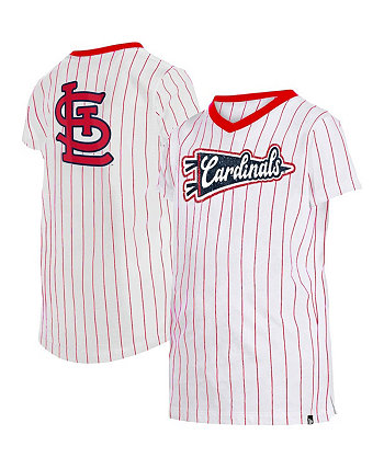 Белая футболка Big Girls St. Louis Cardinals в тонкую полоску с v-образным вырезом New Era