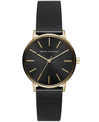 Женские часы с тремя стрелками, черные из нержавеющей стали, 36 мм Armani