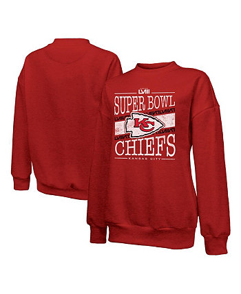 Женский трикотажный пуловер красного цвета Kansas City Chiefs Super Bowl LVIII Primetime Tri-Blend, толстовка Majestic