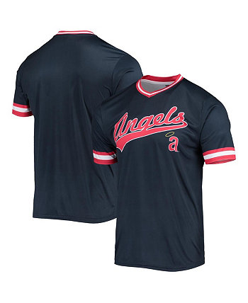 Men's Navy, Red Los Angeles Angels Cooperstown Collection V-Neck Team Color Jersey Stitches