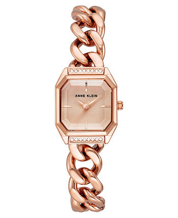 Женские кварцевые часы-браслет-цепочка с тремя стрелками из сплава цвета розового золота, 23 мм Anne Klein