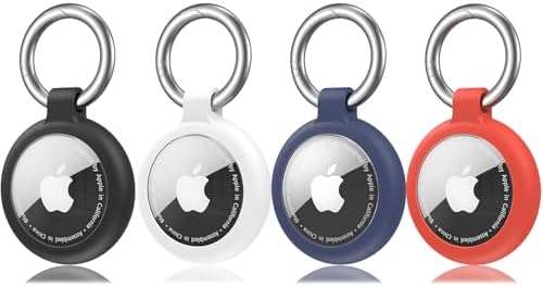 4 Pack Airtag Holder,Waterproof Airtag Case for Apple Airtags 4 Pack with Airtag Keychain Compatible with Apple Air Tag,Dust and Scratch Proof Air tag Holder for Dog,Cat, Bags, Keys, Luggage- 4 Color Galafoki