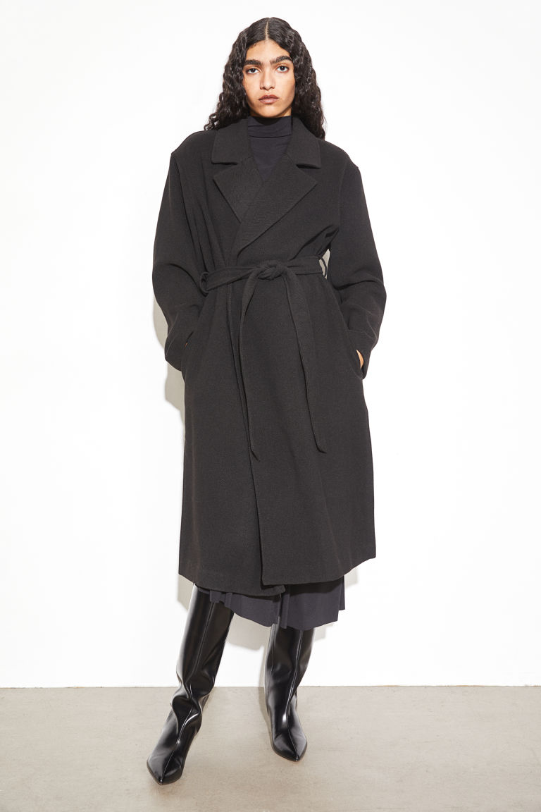 Пальто с завязками и поясом H&M