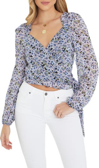 Коллекция Укороченная шифоновая блуза с цветочным рисунком VICI