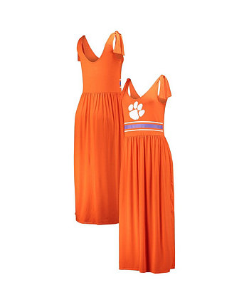 Женское оранжевое платье макси Clemson Tigers Game Over с круглым вырезом G-III