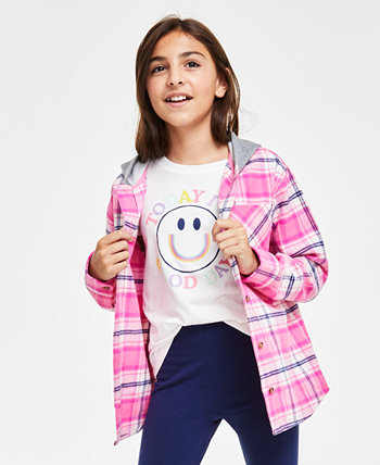 Хлопковая рубашка в клетку с капюшоном для больших девочек, созданная для Macy's Epic Threads