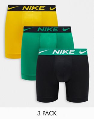 Набор из трех боксеров Nike Dri-FIT Essential Micro зеленого/желтого/черного цвета Nike