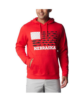 Мужской пуловер с капюшоном Scarlet Nebraska Huskers PFG Fish Flag II Columbia
