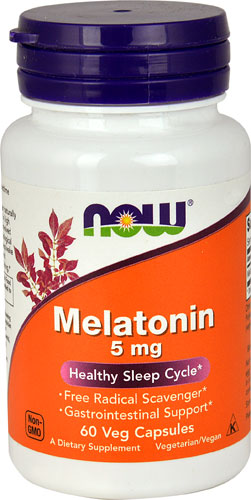 СЕЙЧАС Мелатонин -- 5 мг -- 60 растительных капсул NOW Foods