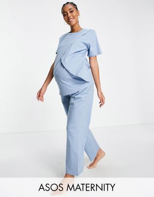 Синие пижамные брюки из хлопка ASOS DESIGN Maternity для беременных - KHAKI ASOS Maternity