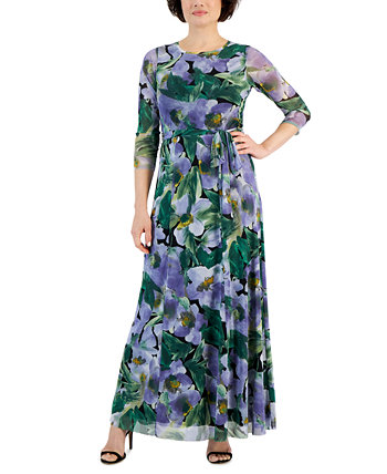 Женское платье макси с рукавом 3/4 с цветочным принтом Anne Klein