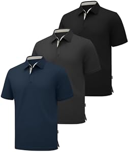 ZITY Polo Shirts for Men 3 Pack Short Sleeve Moisture Wicking T Shirt Business Casual Mens Golf Shirts Collared T-Shirts Zity