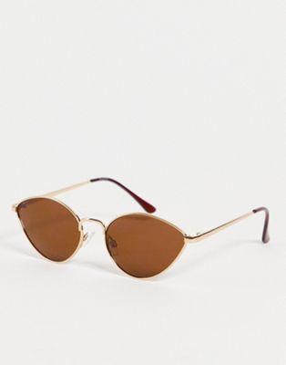 Сделано в. солнцезащитные очки в тонкой круглой оправе коричневого цвета Madein.