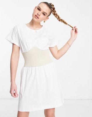 Белое платье-футболка с корсетом Kendall & Kylie KENDALL + KYLIE