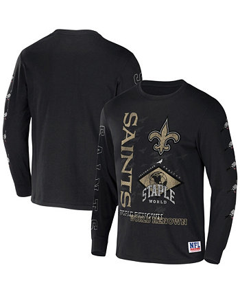Мужская черная футболка с длинным рукавом NFL X Staple New Orleans Saints с мировым именем NFL