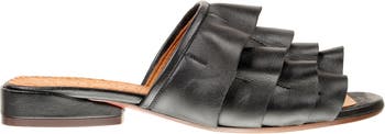 Кожаные сандалии-шлепанцы с многоуровневыми оборками Volante CHIE MIHARA
