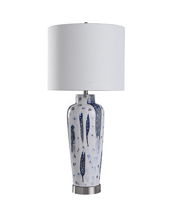 Romani Blue 40In Настольная лампа из керамического корпуса с росписью и росписью StyleCraft