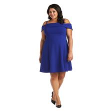 Juniors' Plus Size Morgan and Co Off-the-Shoulder Fit & Flare Dress Morgan and Co