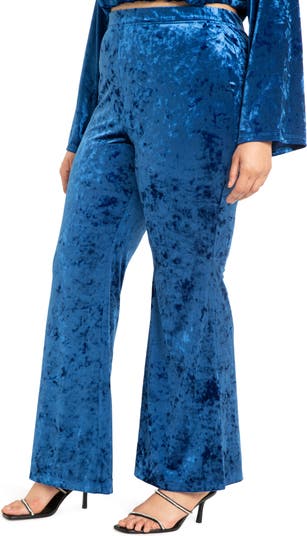 Расклешенные брюки из жатого бархата ELOQUII
