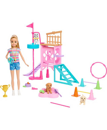 and Stacie to the Rescue Puppy Playground Play Set with Doll, 3 Pet Dog Figures, and Accessories Barbie
