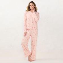 Женский пижамный топ и пижамные штаны LC Lauren Conrad с длинными рукавами Henley Sleep Set LC Lauren Conrad