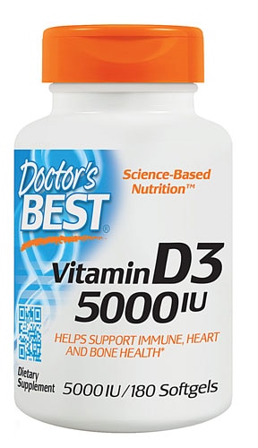 Витамин D3 - 5000 МЕ - 180 мягких капсул - Doctor's Best Doctor's Best