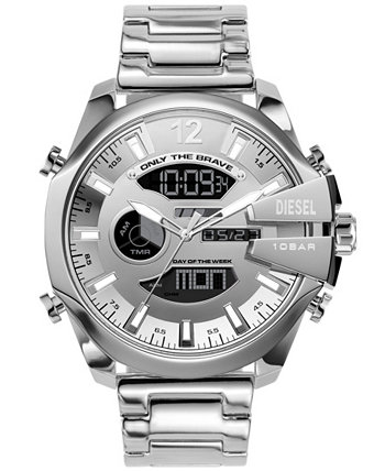 Мужские часы Mega Chief Digital серебристого цвета из нержавеющей стали, 51 мм Diesel