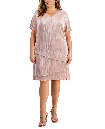 Асимметричное многоуровневое платье-футляр большого размера с V-образным вырезом Connected