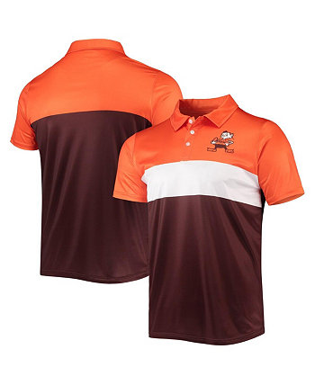 Мужская оранжево-коричневая рубашка-поло Cleveland Browns в стиле ретро с цветными блоками FOCO