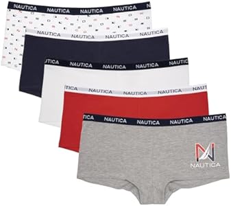 Nautica Women's Cotton Boyshort Underwear Set, 5-Pack Nautica