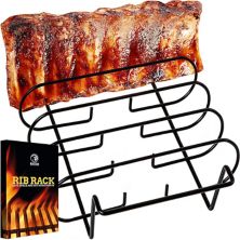 Rib Racks for Smoking and Grilling, Sturdy & Non-Stick Standing Roasting Rack, BBQ Accessories for Men MOUNTAIN GRILLERS