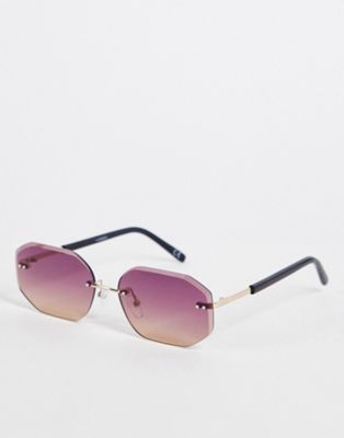 Солнцезащитные очки без оправы в стиле 90-х с фиолетовыми градиентными линзами ASOS DESIGN ASOS DESIGN