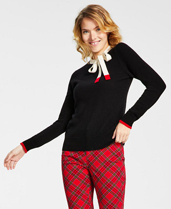 Кашемировый свитер с цветными блоками и бантом, созданный для Macy's Charter Club