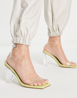 Светло-салатовые босоножки на блочном каблуке Simmi London Heidi SIMMI Shoes
