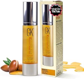 GK HAIR Global Keratin 100% Organic Argan Oil Anti Frizz Mini Serum (0.34 Fl Oz/10ml) Styling Smoothing Strengthening Hydrating & Nourishing Heat Protection Shine Frizz Control Dry Damage Hair Repair GK HAIR