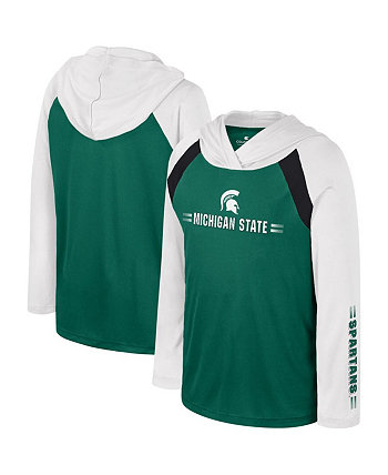 Зеленая футболка с капюшоном Big Boys Michigan State Spartans Eddie Multi-Hit реглан с длинными рукавами Colosseum