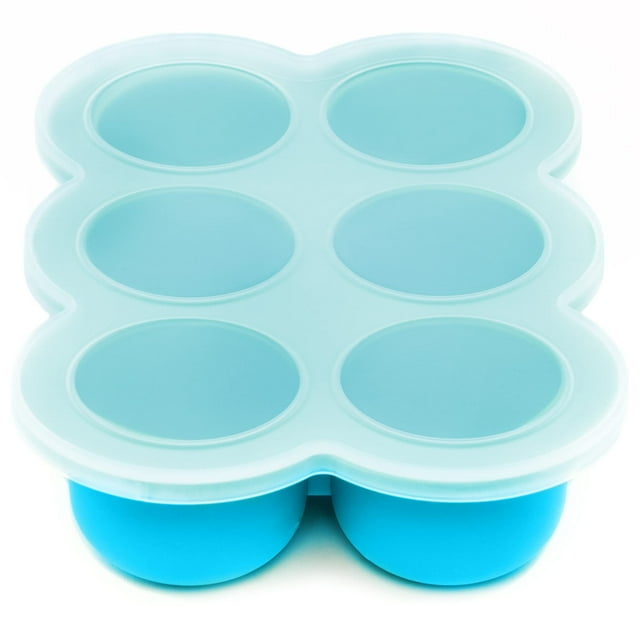 WeeSprout Silicone Baby Food Freezer Tray with Clip-on Lid (Six 3 Ounce Sections) WeeSprout