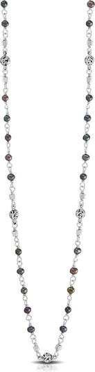 Peacock Pearl Beads and Sterling Silver Single Wrap Necklace Lois Hill