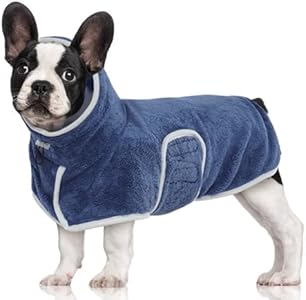 MIGOHI Dog Towel Warmer,Microfibre Dog Bathrobe,Quick Dry Small Dog Towel,Super Absorbent Hooded Bathrobe,Dog Towels for Drying Dogs Small,Small Dog Robe,Dog Robes for Small Dogs to Wear,S,Navyblue MIGOHI