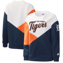 Женский стартовый белый/темно-синий пуловер с капюшоном Detroit Tigers Starter