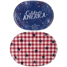 Набор сервировочных подносов Americana из 2 красных, белых и синих предметов Americana