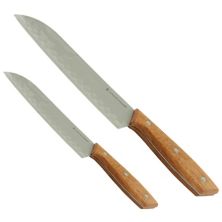 Gibson Everyday Seward 2 Piece Stainless Steel Santoku Knife Cutlery Set with Wood Handles Gibson Home