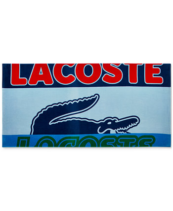 Укороченное хлопковое пляжное полотенце с логотипом под крокодила Lacoste