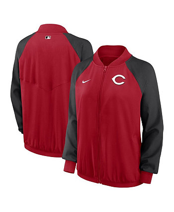 Women's Red Cincinnati Reds Authentic Collection Team Raglan Performance Full-Zip Jacket Nike