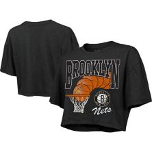 Женская укороченная футболка Majestic Threads Charcoal Brooklyn Nets Bank Shot Majestic
