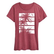 Women's Palm Tree Silhouette Panels Graphic Tee Unbranded