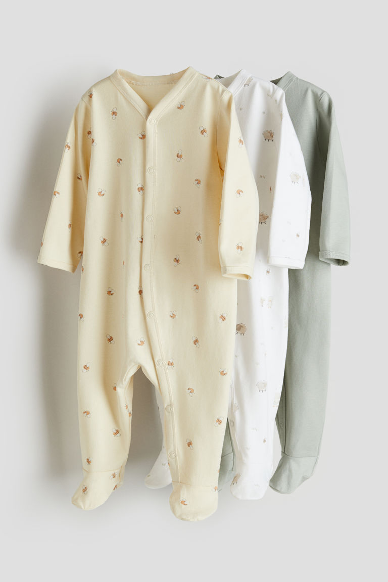 Комплект из трех пижамных комбинезонов с закрытыми ногами H&M