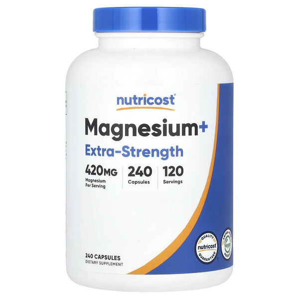 Магний+ усиленный - 420 мг - 240 капсул - Nutricost Nutricost