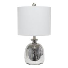 Элегантный дизайн, серебристая стеклянная настольная лампа со светло-серым абажуром Elegant Designs